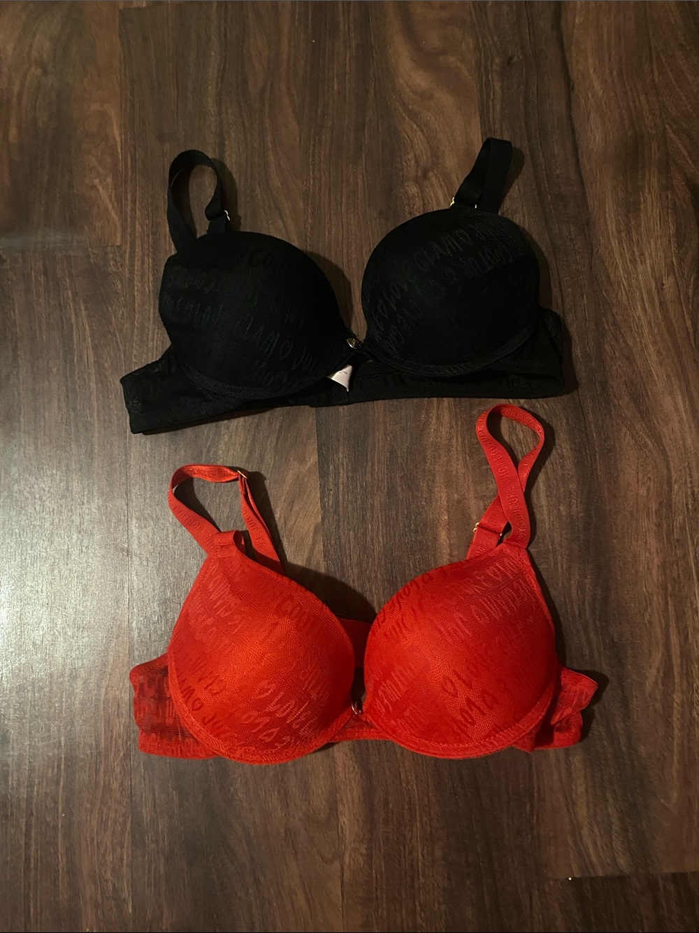 Juicy Couture Black & Red Molded Push-Up Bras